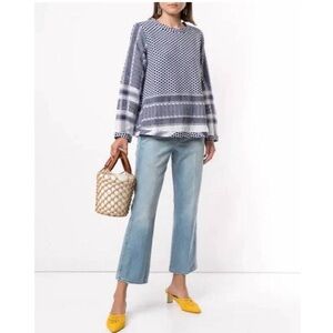 CECILIE Copenhagen Keffiyeh Cotton V Neck Long Sleeve Handmade Woven Blouse Top